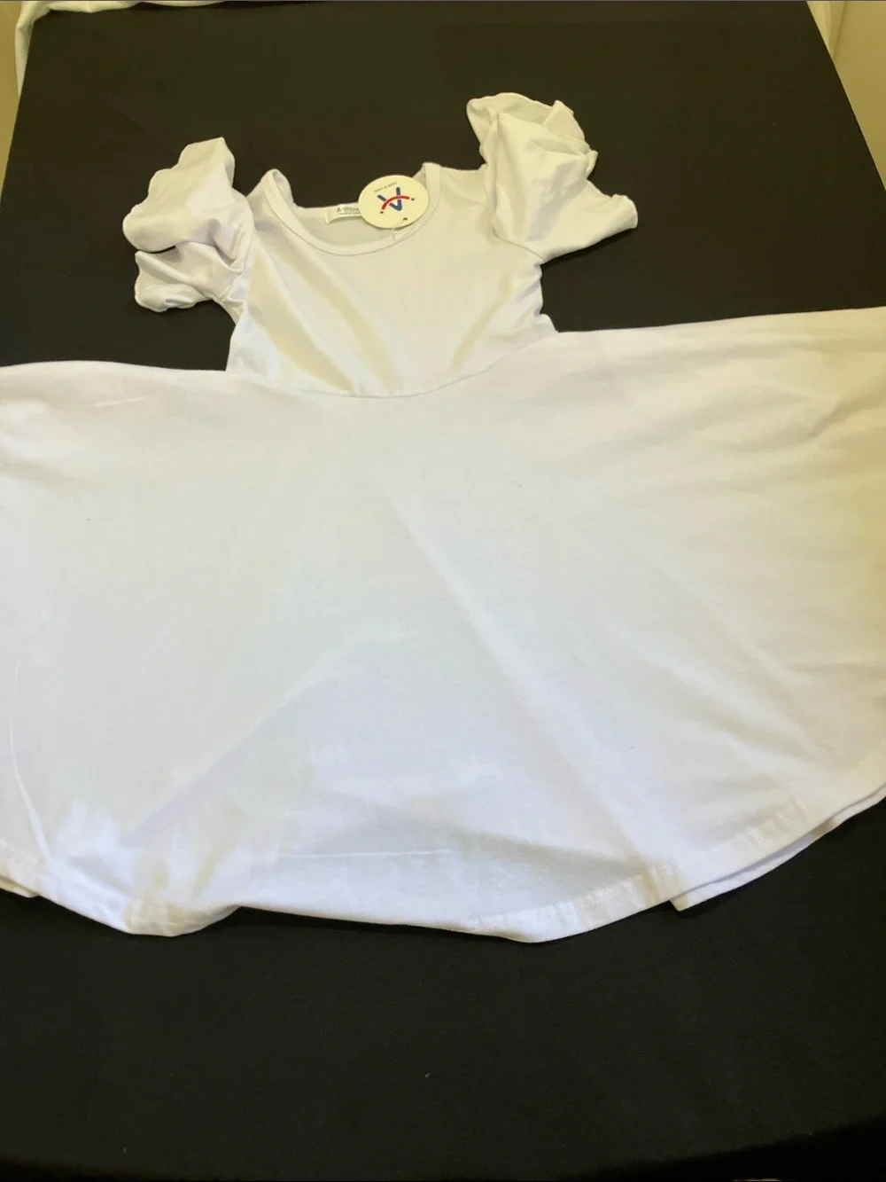 Girls White Flutter-Sleeve Twirl Dress